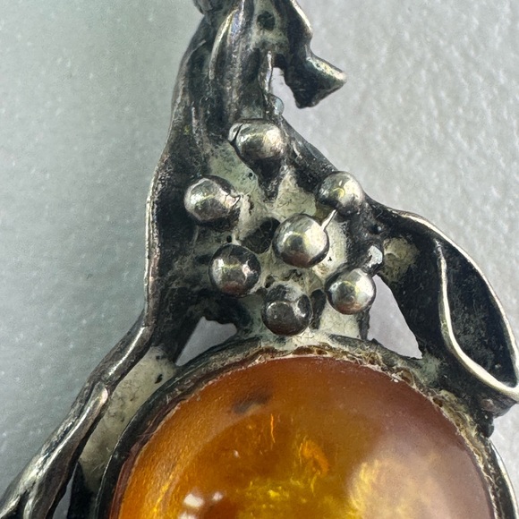 Vintage Baltic Amber Silver pendant Modernist no stamp - Picture 3 of 6